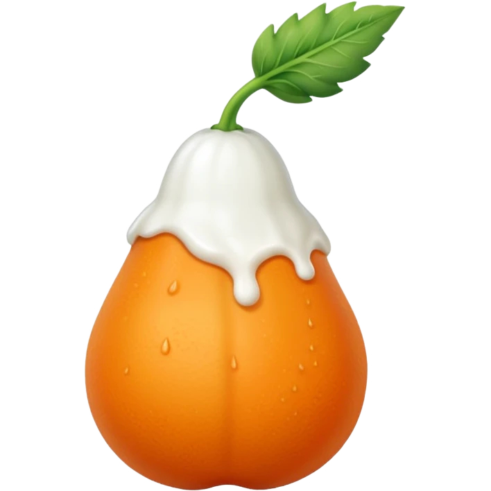 Une carotte avec une goute de lait blanc emoji