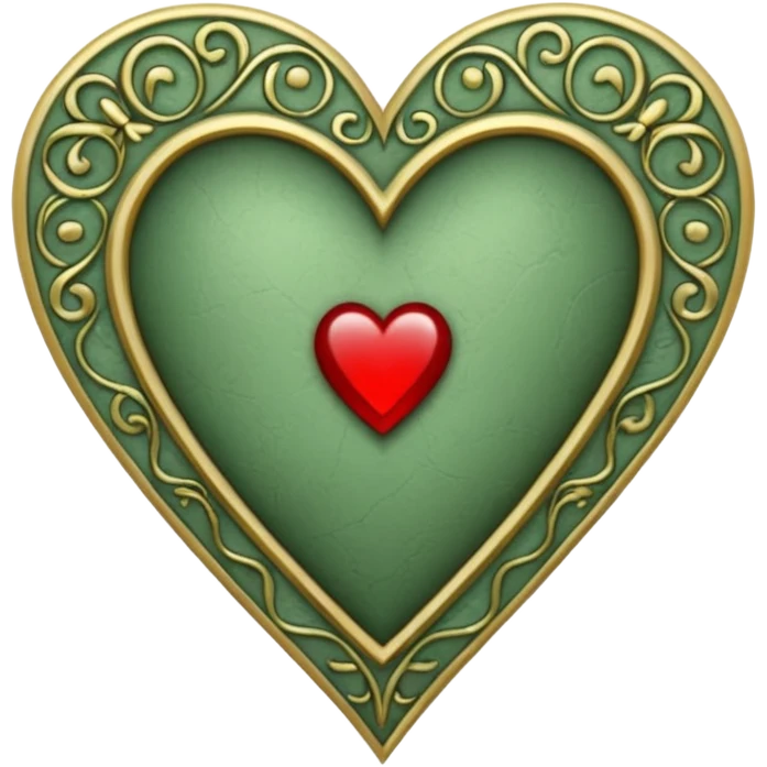 Can you make a sage green heart with a gothic design. In the middle of the heart there should be the letter I emoji