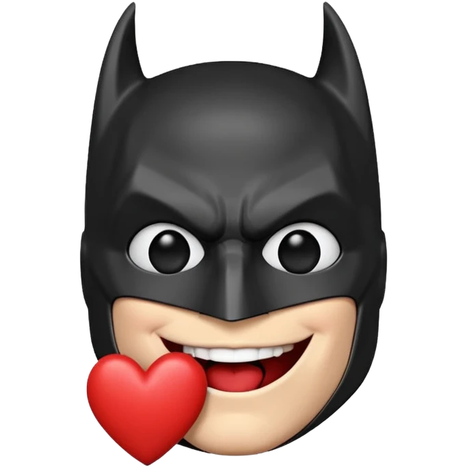 Batman making a kiss face with a heart emoji