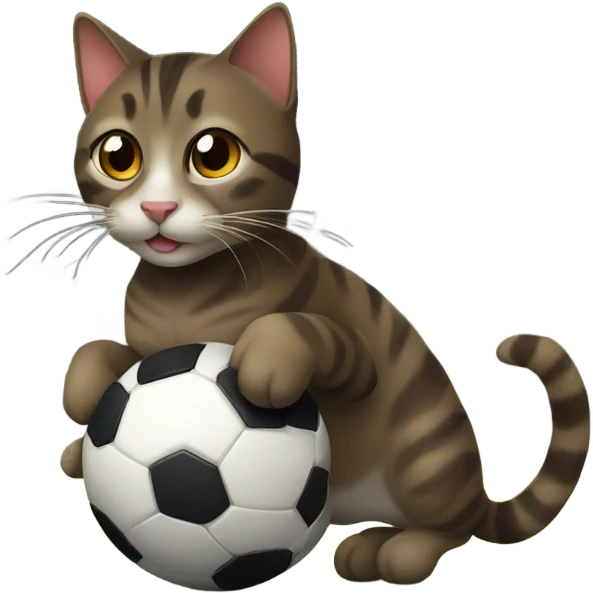 dark brown tabby cat playing soccer emoji