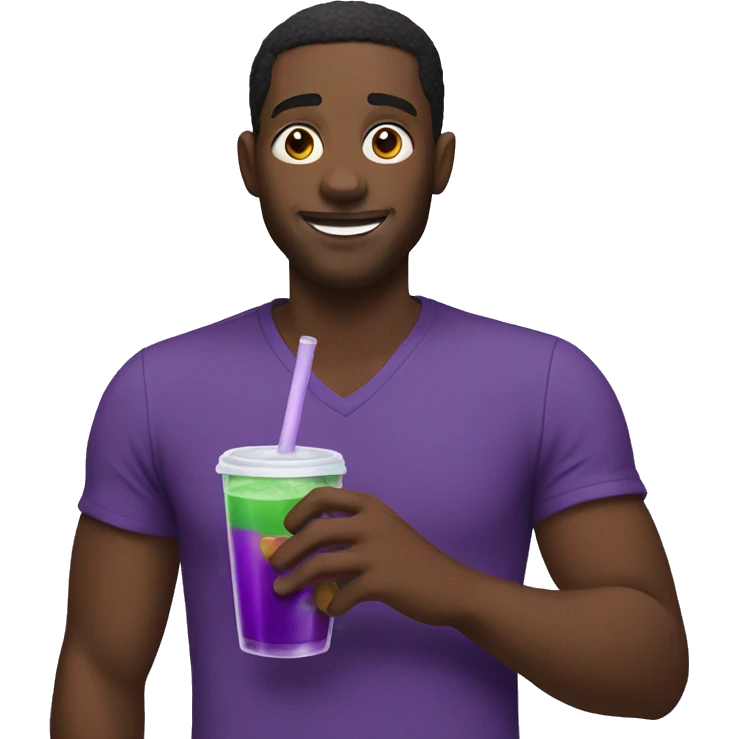 Black guy holding a purple drink emoji