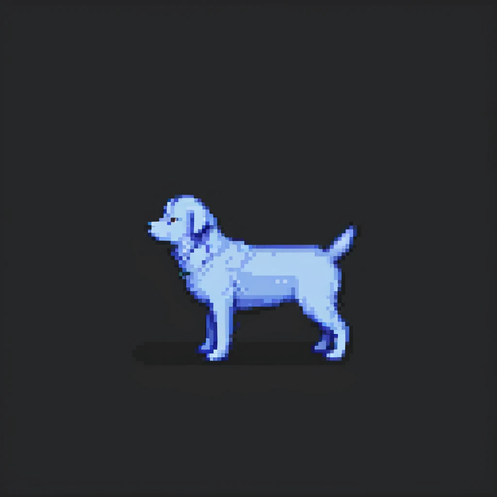 emoji of a dog resembling the photo, pixel art style, minimalist emoji