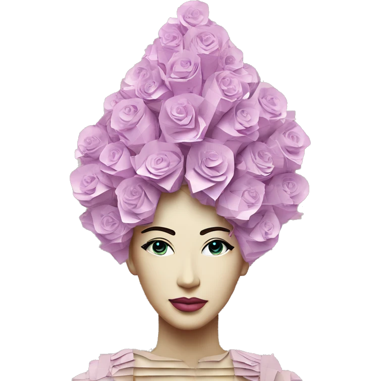  lady Queen royal vaporwave made of 420 origami newspaper roses hemp leaves lantern fairy lights burning paper vaporwave emoji