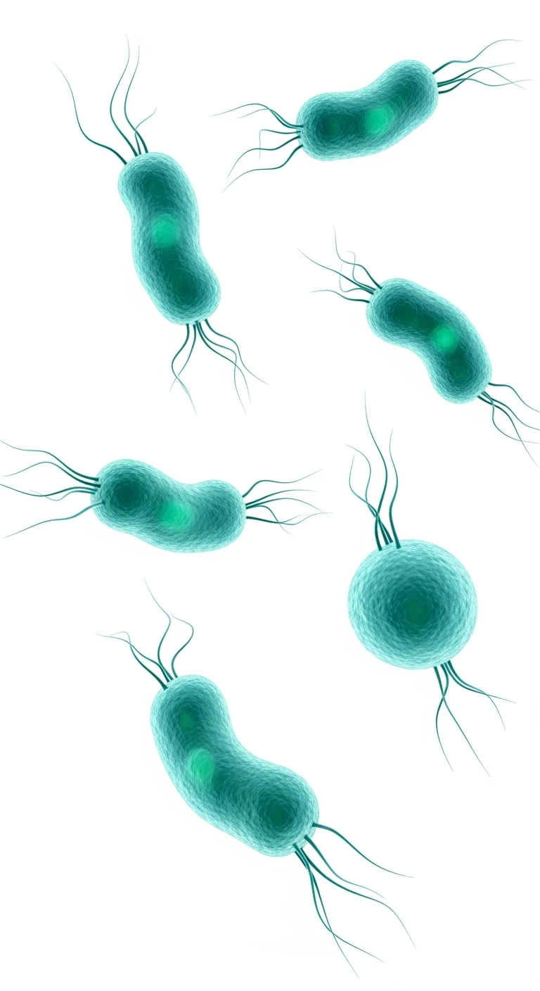 6 BATTERI INTESTINALI TURCHESI FLUTTUANO IN ARIA IN 4K, SFONDO BIANCO emoji