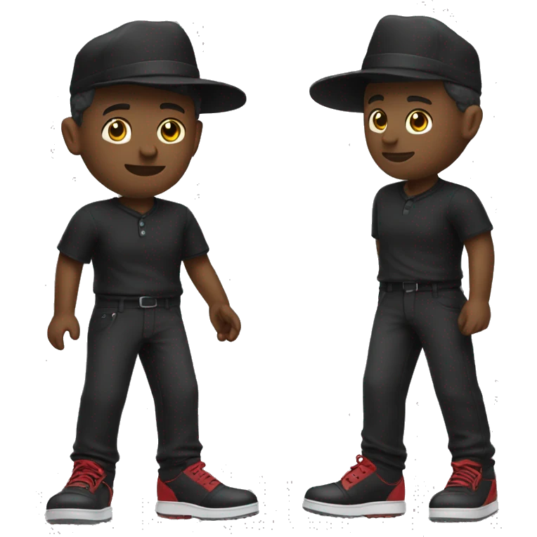 🏌🏾‍♂️ but with a black hat, red shirt, and black pants and shoes emoji