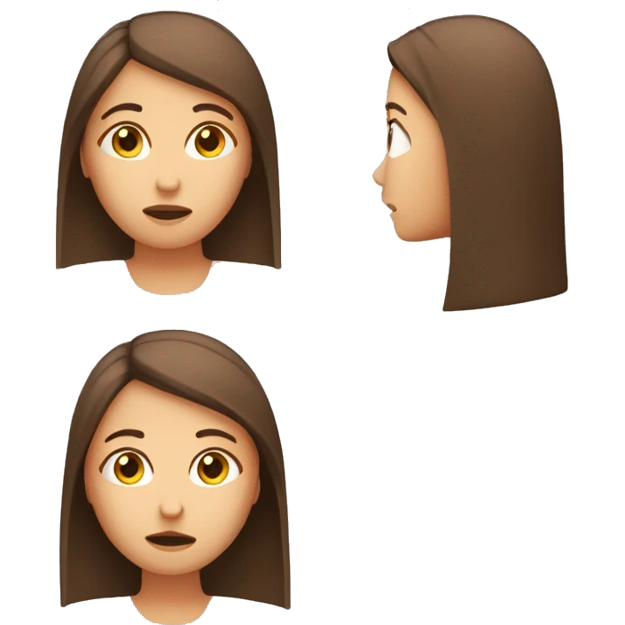 Brown straight hair girl with headache rubbing head emoji