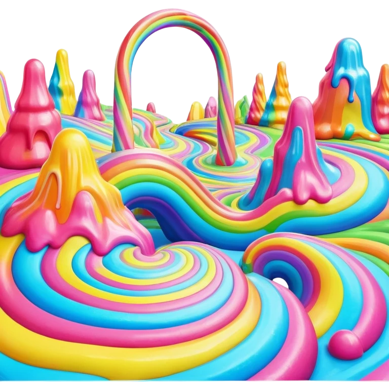 surreal melting neon rainbow candy land landscape emoji
