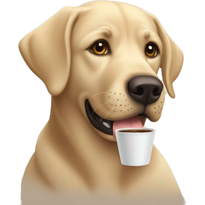 Labrador drinking coffee emoji