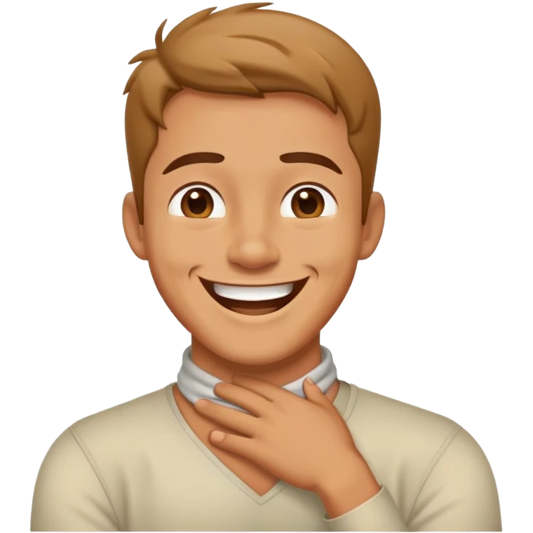 crossing arms on neck laughing man emoji