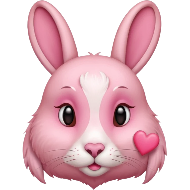 Kissing rabbit, profile, long ears, floating heart in front of mouth emoji