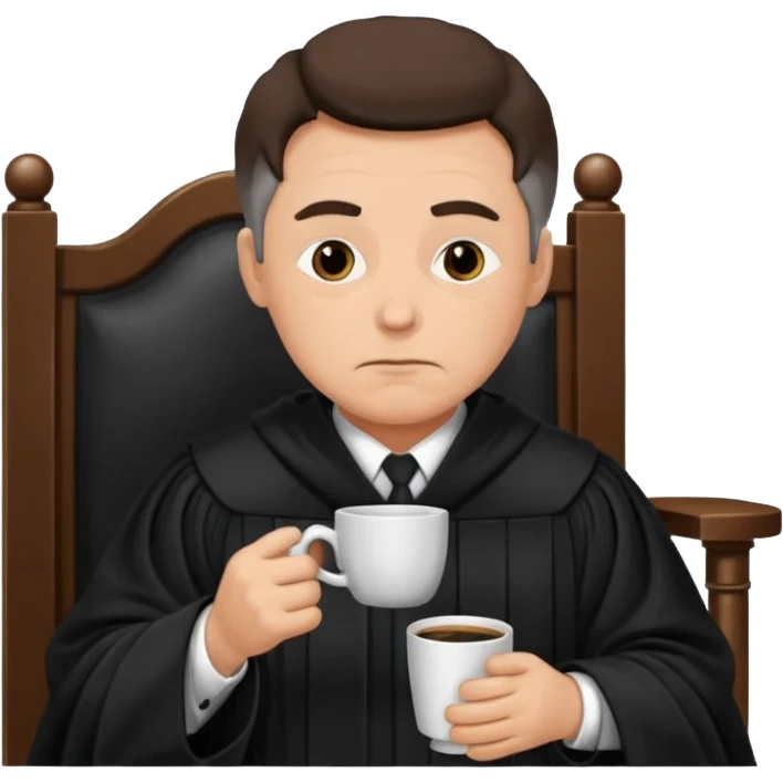 Sleepy judge sipping coffee in court emoji