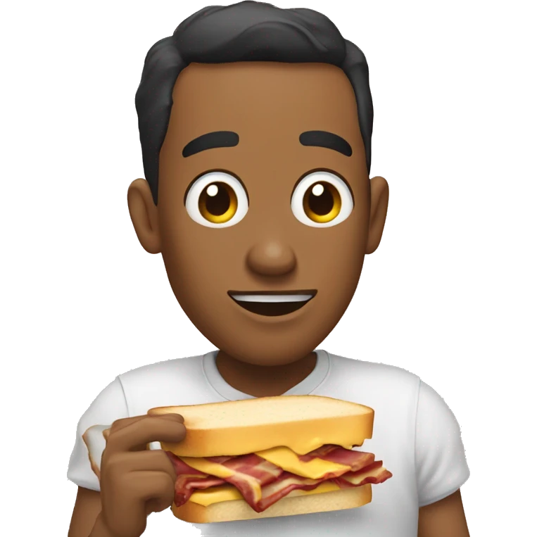 Emoji eating bacon crossaint cheese sandwich  emoji
