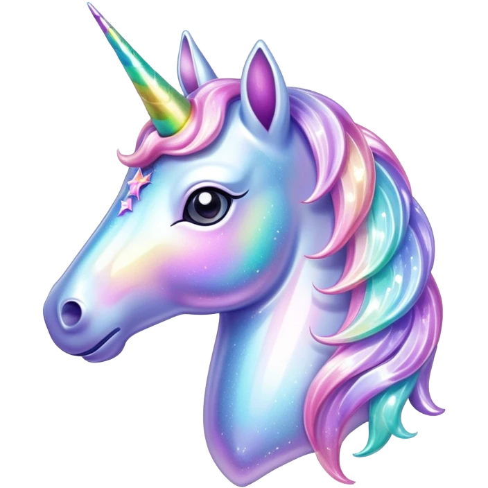 Sparkly glossy Pastel iridescent glass unicorn emoji
