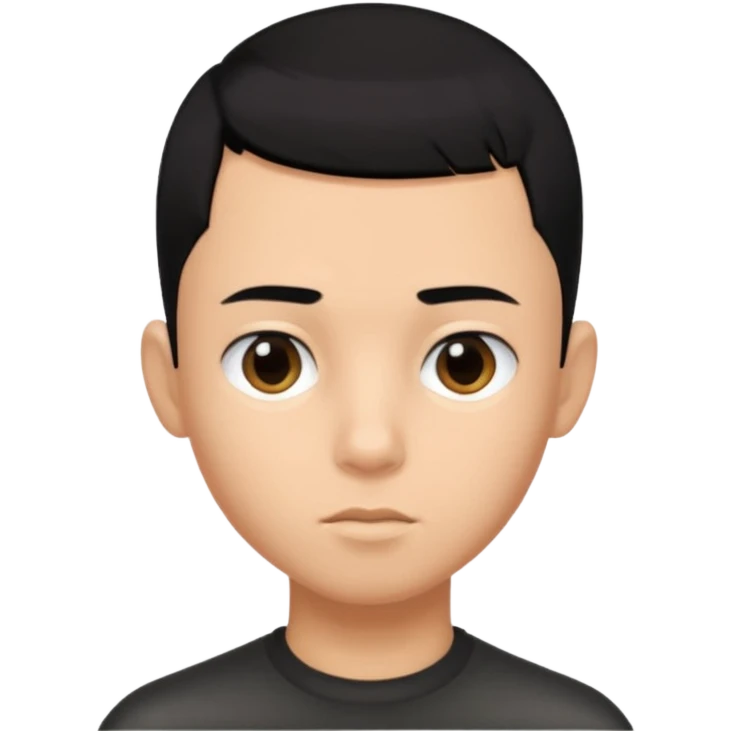 create a long buzz haircut boy that has black hair hair need to go on forhead and it cant be flat little fringe emoji