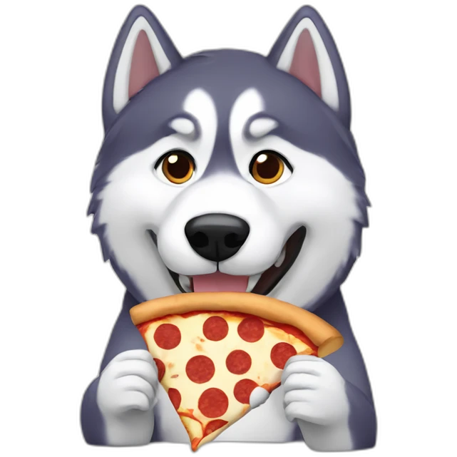 Husky eating pizza emoji