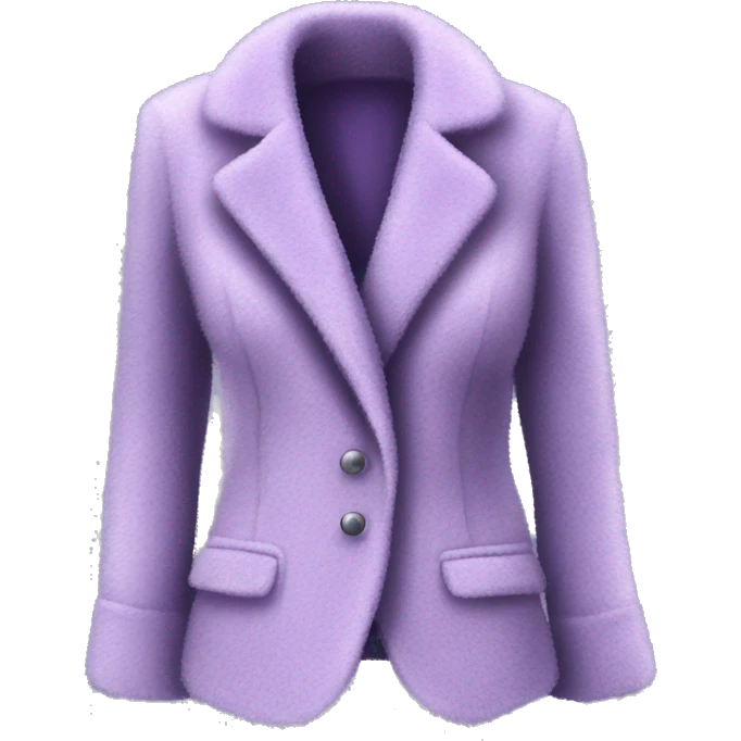 Realistic isolated open lavender fuzzy velvet feminine fashion  jacket. emoji