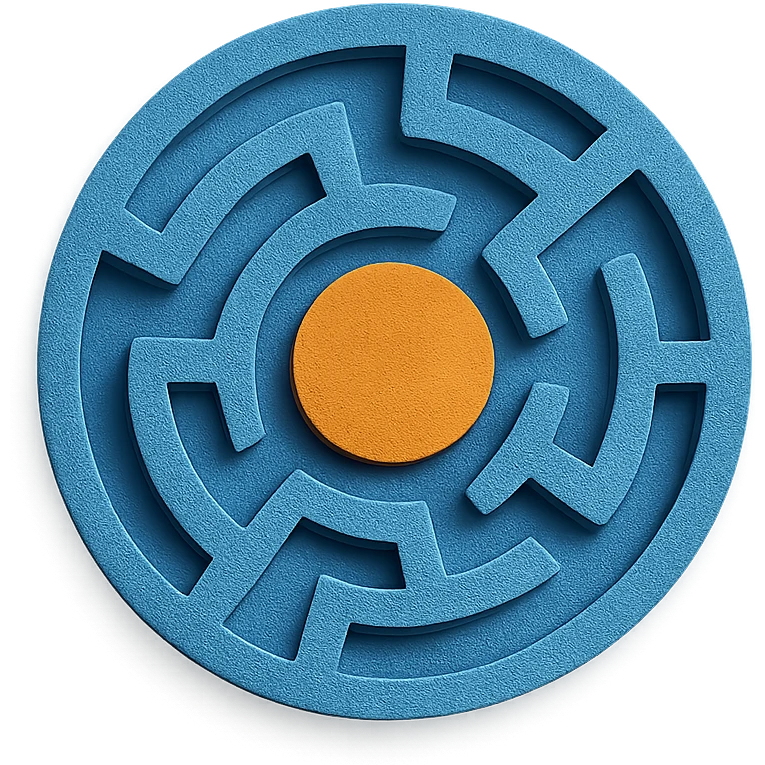 a maze in a paper craft style, layered paper look emoji