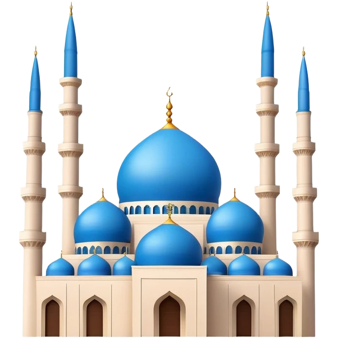 Realistic Mohammad Al-Amin Mosque Landmark Emoji, highlighting its striking blue dome, tall minarets, and elegant Arabic calligraphy. emoji