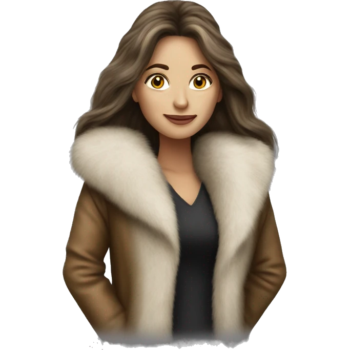 Beautiful realistic long hair light brunette mob wife with fur coat emoji