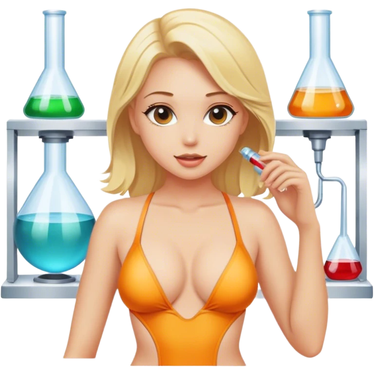 sexy blonde in swimsuit in the lab emoji