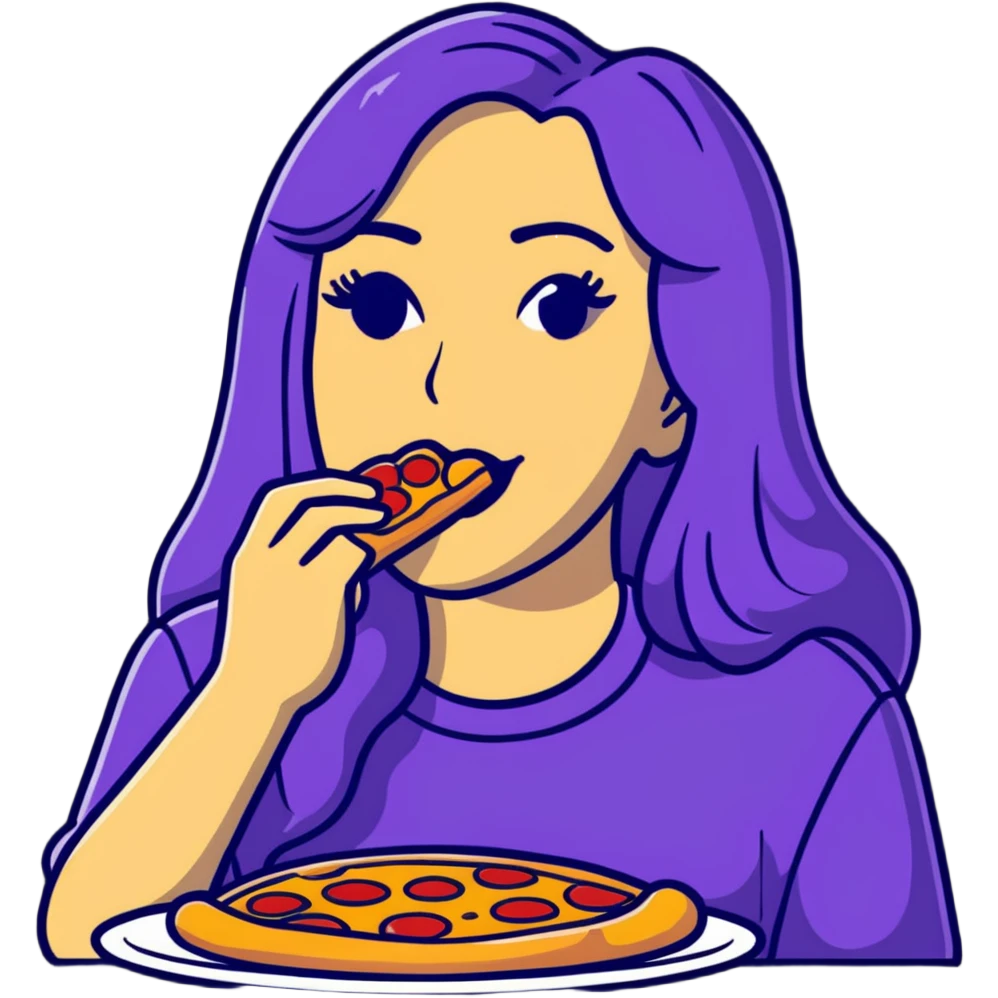Cher eating pizza emoji