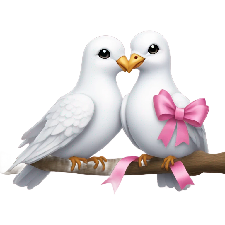 White love birds doves pink bows emoji