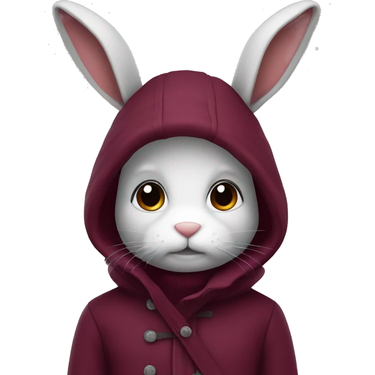 Winter bunny with burgundy outfit emoji