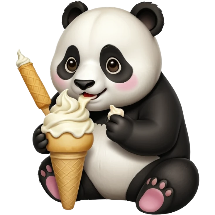 Panda eating ice cream emoji