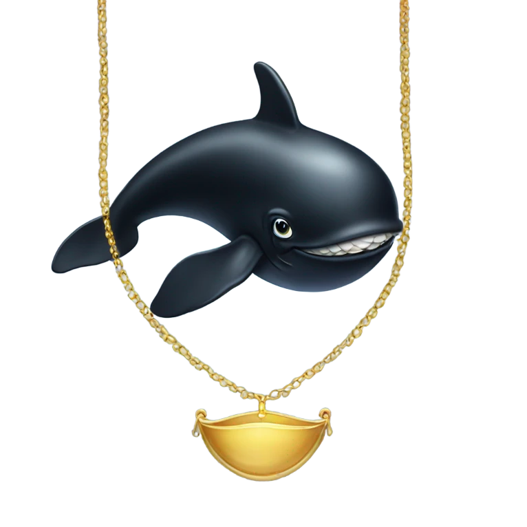 Black whale wearing gold necklace emoji