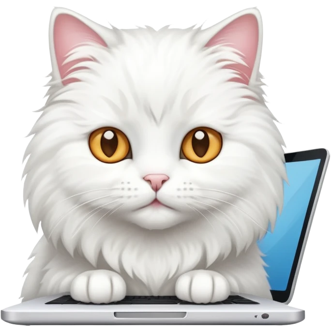 White cat with PC emoji