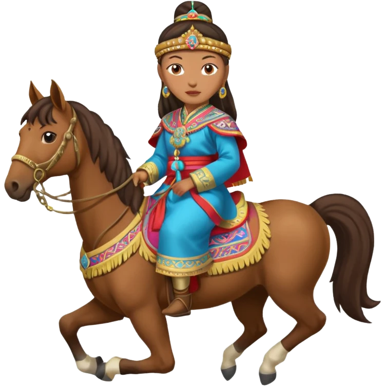 mongolian woman on horse full body emoji