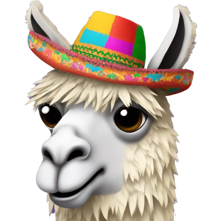 colorful llama-shaped pinata with a mexican hat emoji