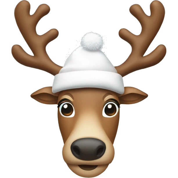 Reindeer with a white Christmas cap emoji
