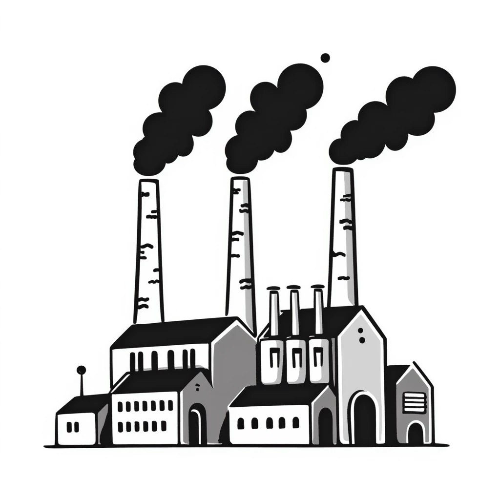 industrial factory with smoke stacks and machinery emoji