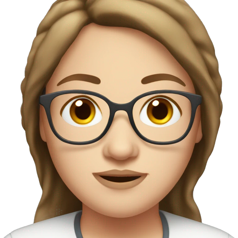  brown haired overweight woman blue eyes glasses emoji