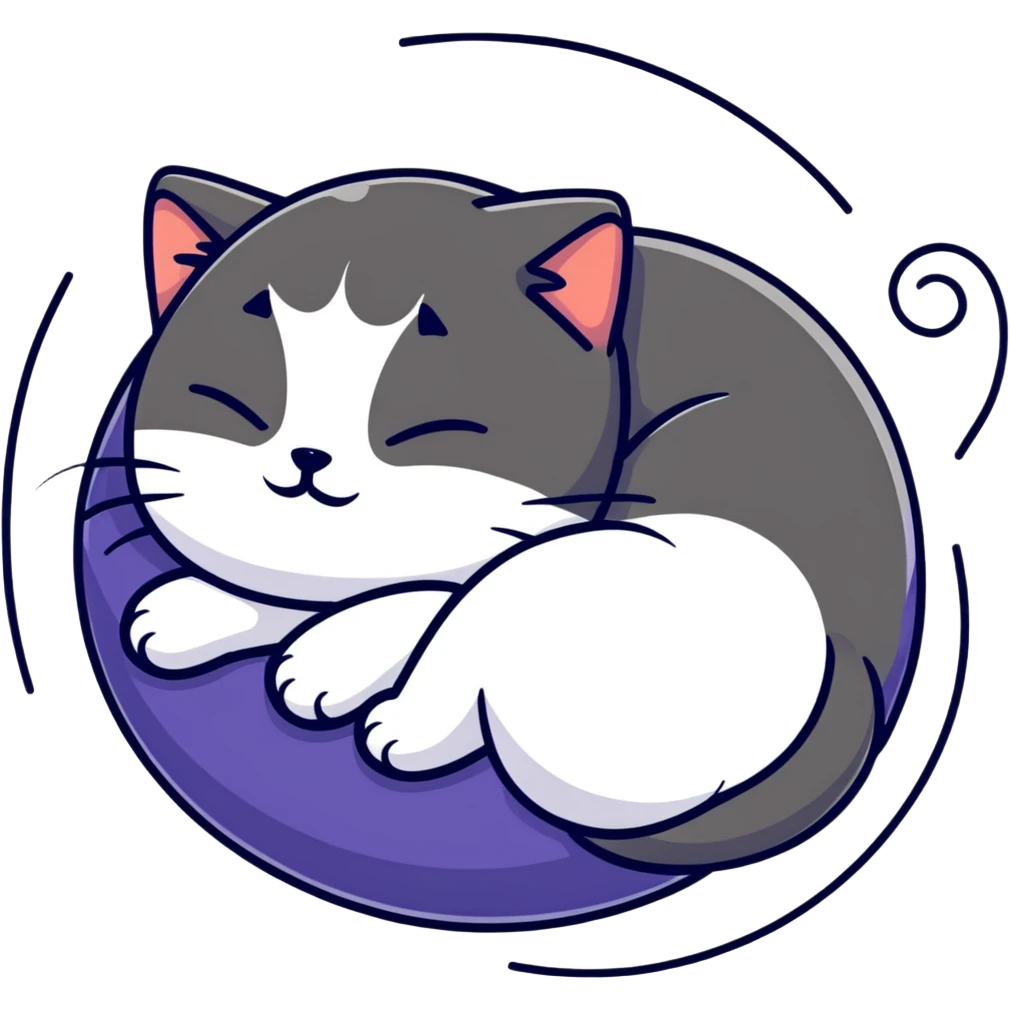 A fluffy cat sleeping in a cozy ball emoji