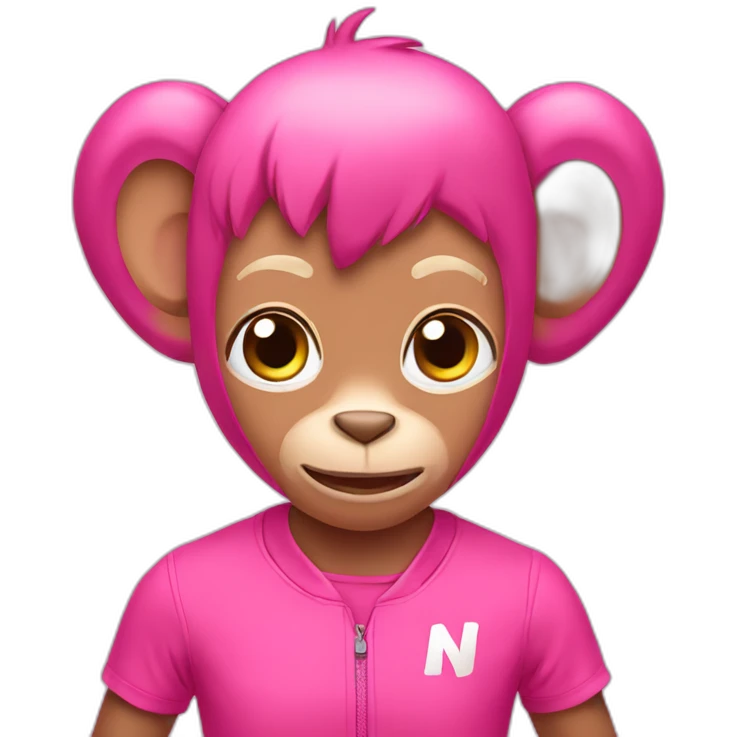 A pink monkey with nike shoes emoji