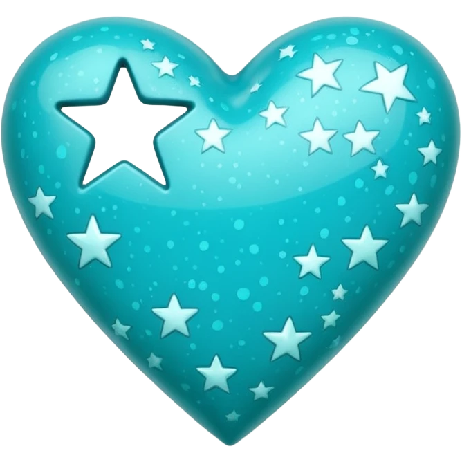 Сердце бирюзовое в звездочку emoji