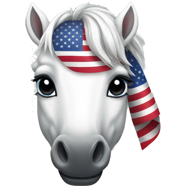 White horse with USA flag emoji