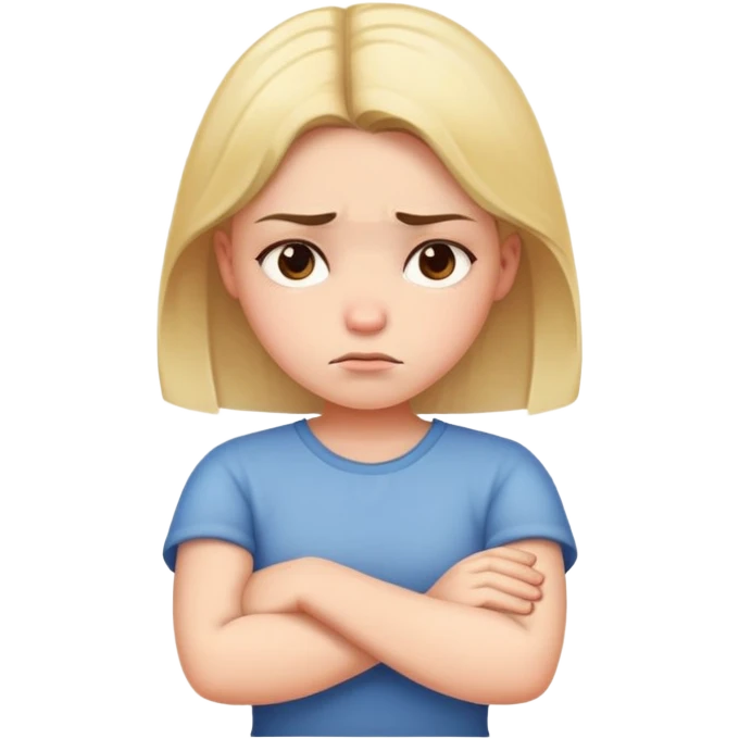 Angry girl with crossed arms, frowning face emoji