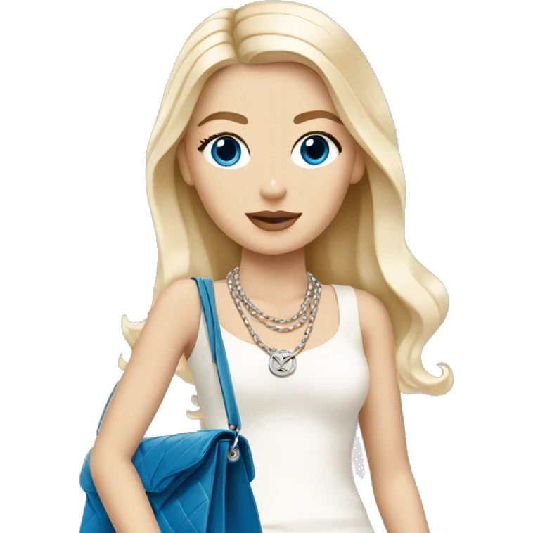 Blonde Chanel white girl with blue eyes with Birkin bag and Chanel necklace emoji