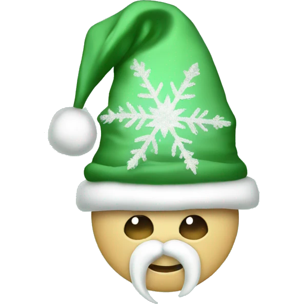Sage green Santa hat with sparkly snowflakes  emoji