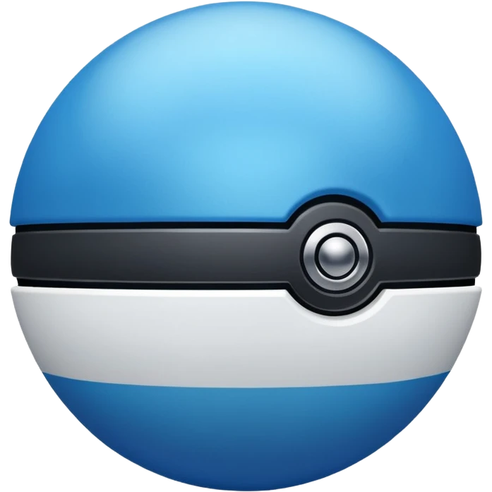 blue pokeball emoji, top half is a more saturated blue, bottom half is white, black stripe, with a metallic sheen emoji