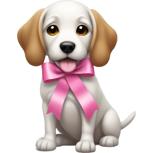 Dog with pink ribbon emoji