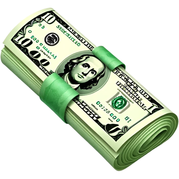 a single rolled US dollar bill, 3D style, no backgrou emoji