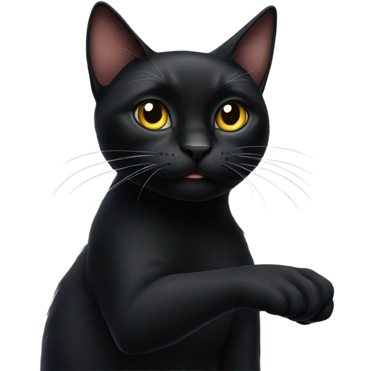 black cat flipping the camera off emoji