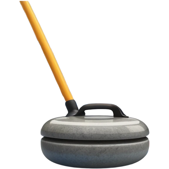An icon showing a close-up of a curling stone sliding across the ice with a broom beside it. The scene is set in a brightly lit stadium, with detailed spectator stands in the background. Transparent background highlights the focus, skill, and atmosphere of the curling sport. emoji