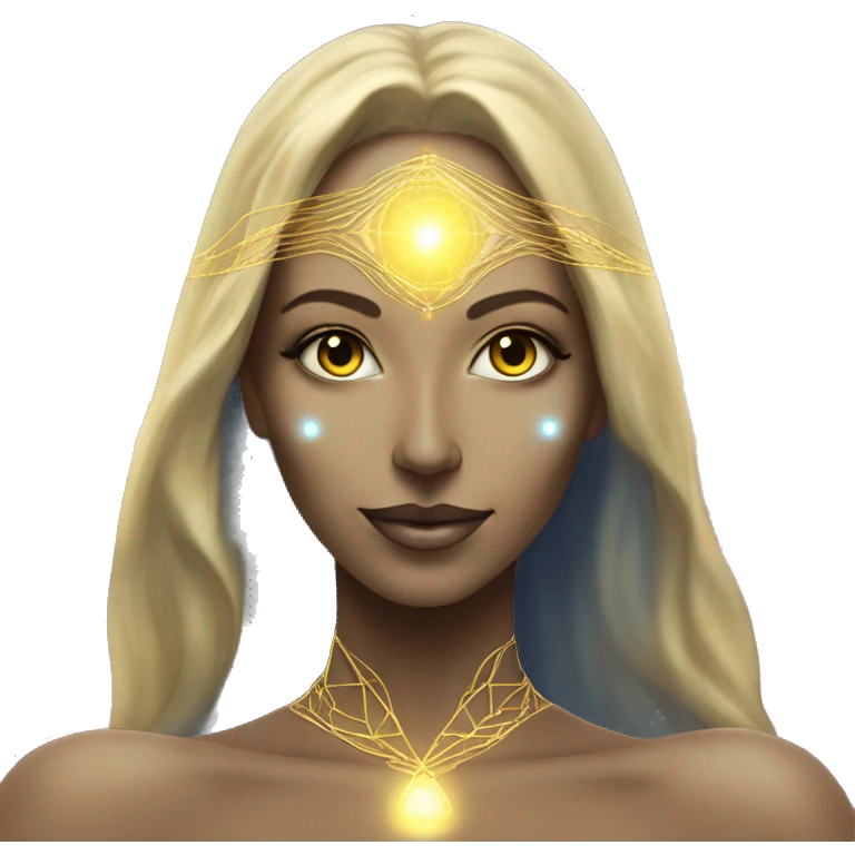 Pleiadian radiant diva woman female golden third eye emoji