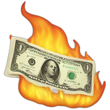 Burning dollar emoji