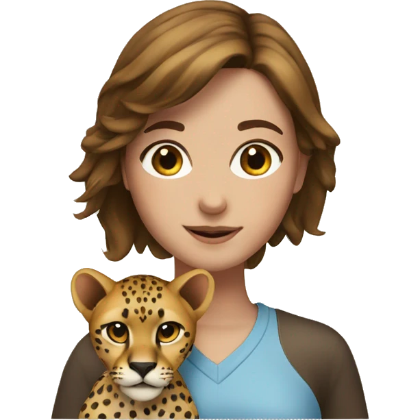 girl with brown hair with a cheetah emoji